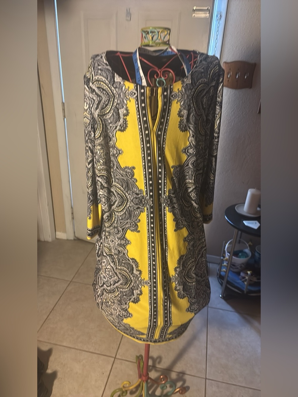 Yellow Paisley-Print Women's Tunic Top/ dress